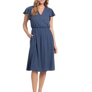 London Times Tie Back Midi Dress
